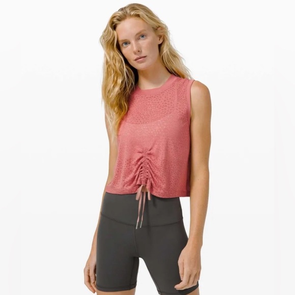 lululemon athletica Tops - Lululemon Cinch Me Up Tank Veil Cherry Tint Breathable Crop Tank